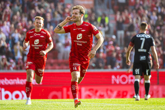 Ole Didrik Blomberg of Brann celebrates