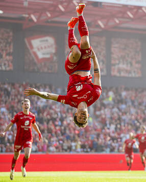 Ole Didrik Blomberg of Brann celebrates