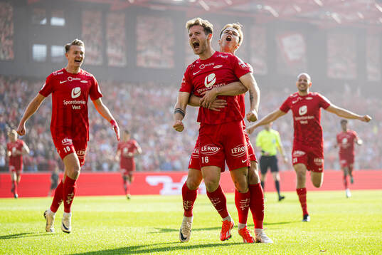 Ole Didrik Blomberg of Brann celebrates