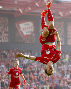 Ole Didrik Blomberg of Brann celebrates