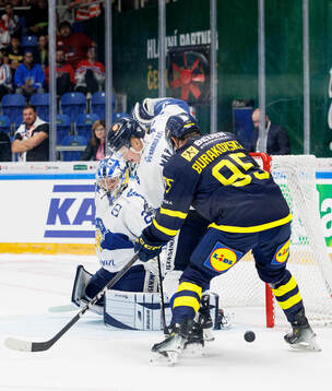 Goaltender Harri Säteri and Olli Määttä of Finland