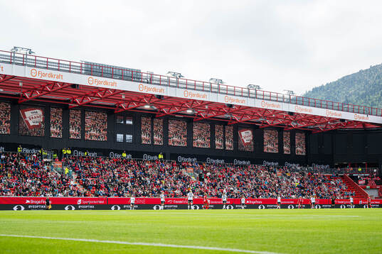 Spectators in the stands at Brann Stadion