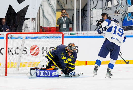 Goaltender Ersson Samuel of Sweden and Helenius Konsta of
