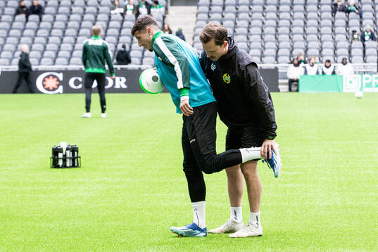 Hammarbys Viktor Djukanović och fystränare Gustav