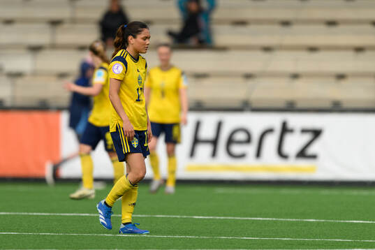 Moa Svensson of Sweden looks dejected