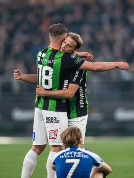 GAIS Alexander Ahl Holmström och Gustav Lundgren jublar