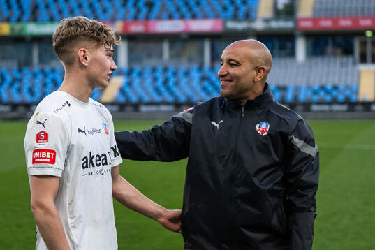 Helsingborgs Benjamin Örn och tränare Kleber Saarenpää