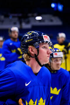 Rasmus Dahlin of Sweden at a practice session