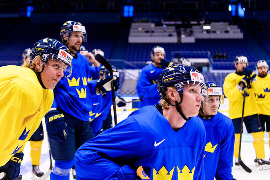 Rasmus Dahlin of Sweden at a practice session