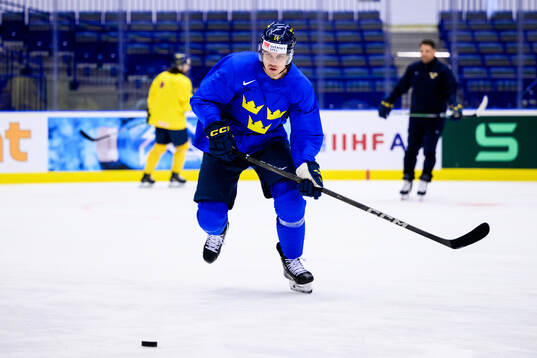 Joel Eriksson Ek of Sweden at a practice session