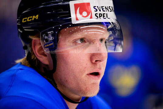 Rasmus Dahlin of Sweden at a practice session