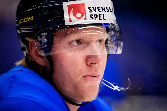 Rasmus Dahlin of Sweden at a practice session