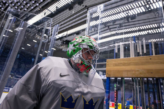 Goaltender Filip Gustavsson of Sweden