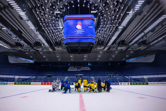 Players of Sweden at a practice session