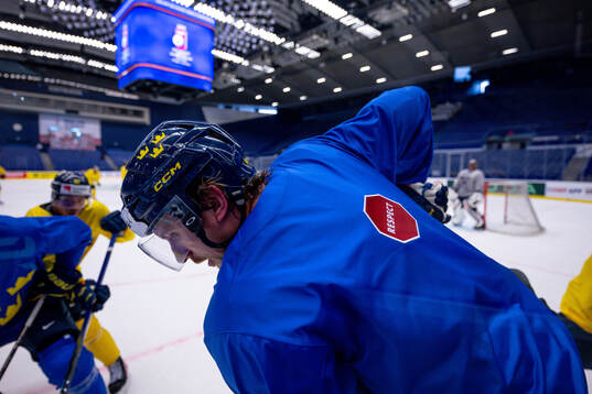 Jonas Brodin of Sweden at a practice session