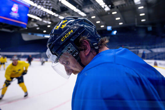 Jonas Brodin of Sweden at a practice session