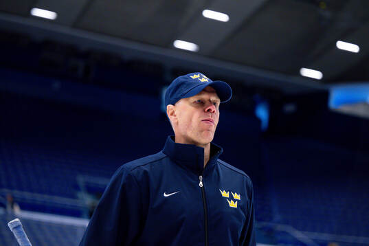 Assistant coach Nicklas Rahm of Sweden at a practice session