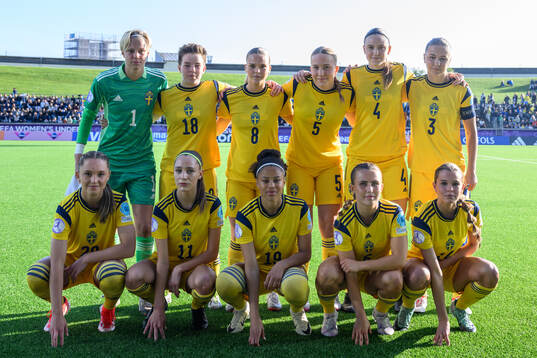 The starting eleven of Sweden pose for a photo