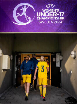 Alice Broman of Sweden leaves the pitch