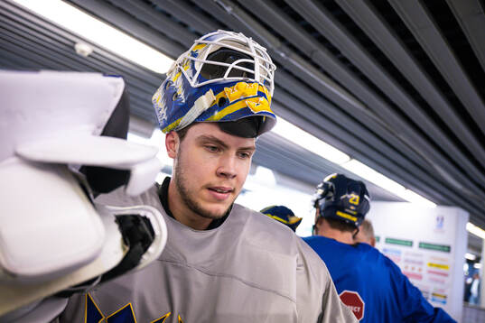 Goaltender Jesper Wallstedt of Sweden