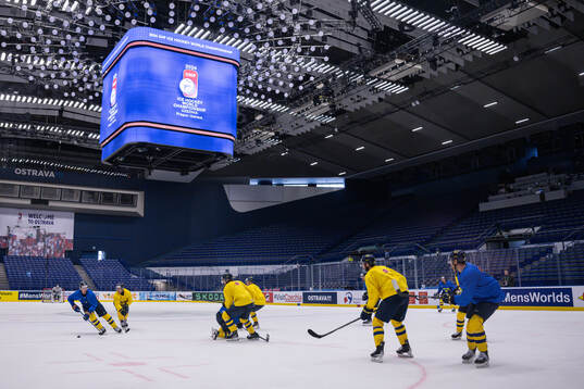 View over Ostravar Arena at a practice session with  Sweden