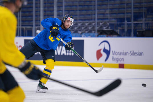 Jonas Brodin of Sweden at a practice session