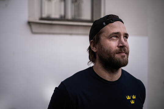Victor Hedman poses for a portrait at a press event with
