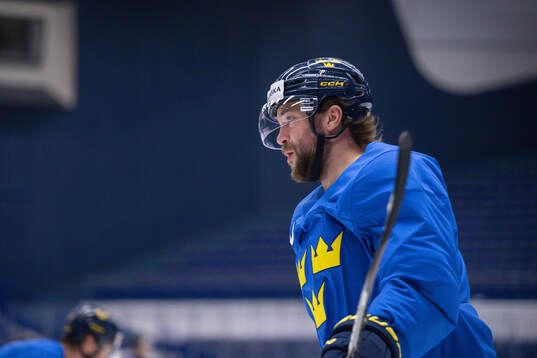 Victor Hedman of Sweden at a practice session