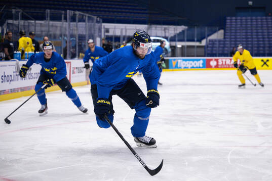 Victor Hedman of Sweden at a practice session