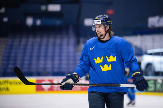Erik Karlsson of Sweden at a practice session