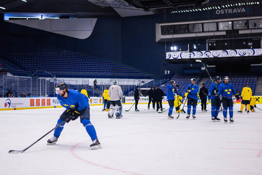 Victor Hedman of Sweden at a practice session