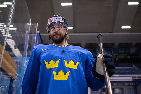Victor Hedman of Sweden at a practice session