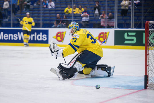 Goaltender Samuel Ersson of Sweden