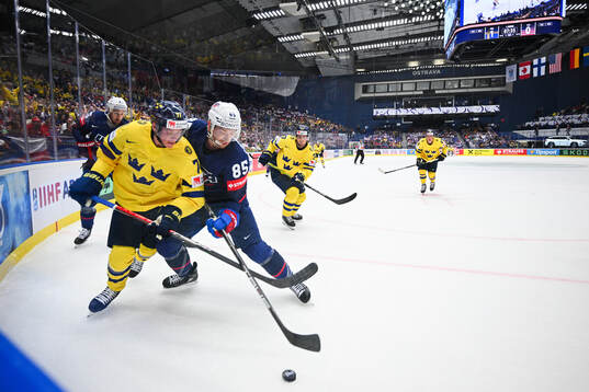 Victor Olofsson of Sweden and Jake Sanderson of USA