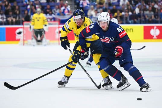 Joel Eriksson Ek of Sweden and Luke Huges of USA