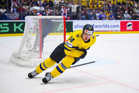 Joel Eriksson Ek of Sweden celebrates