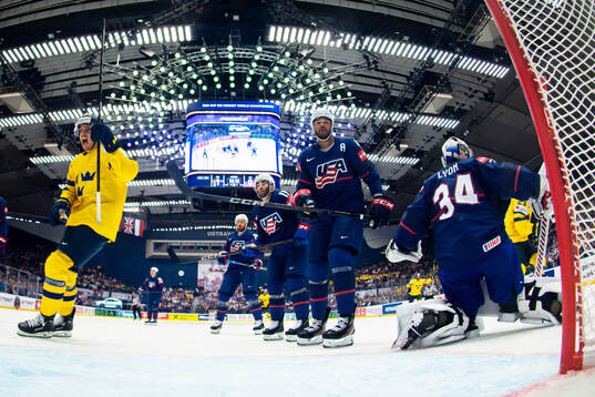 Joel Eriksson Ek of Sweden celebrate the 2-0 goal by Lucas
