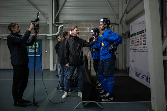 Ludvig Svan of Swedish broadcaster Viaplay interviews