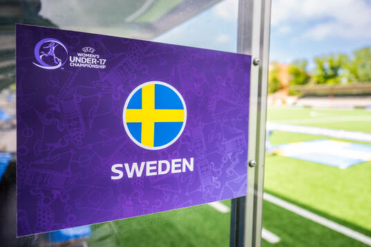 General view of a sign of team Sweden