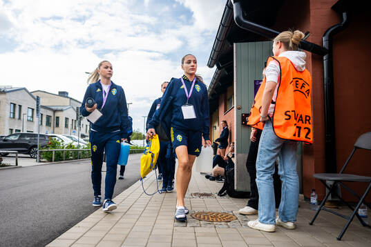 Alice Broman and Augusta Priks of Sweden arrives at the