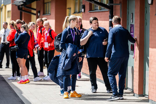 Head coach Børje Sørensen of Norway arrives at the stadium
