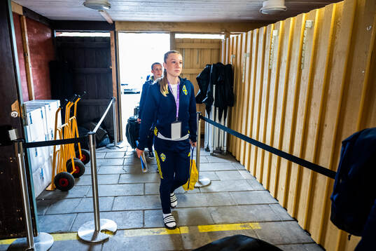 Wilma Ceder of Sweden arrives at the stadium