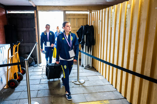 Lova Sternvik of Sweden arrives at the stadium