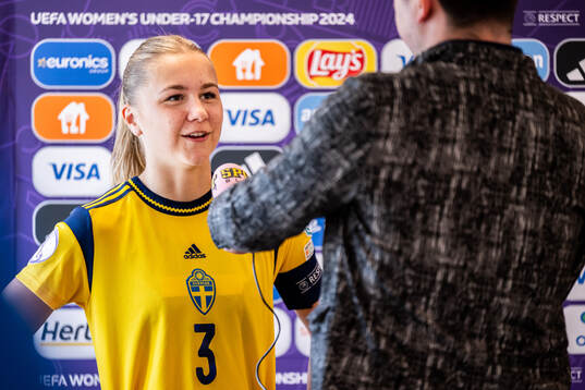Alice Broman of Sweden is being interviewed