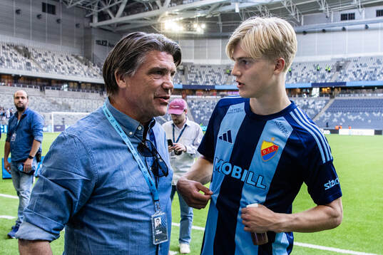 Djurgårdens sportchef Bosse Andersson och Lucas Bergvall