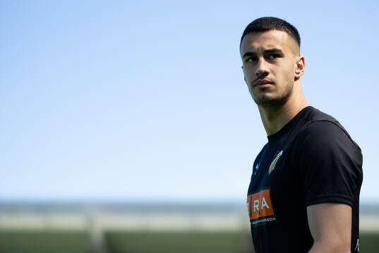 Häckens Srdjan Hrstic innan  fotbollsmatchen i Allsvenskan
