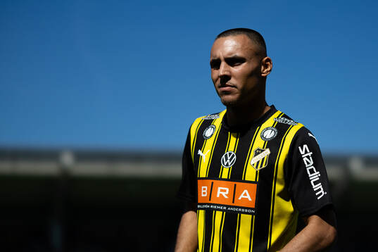 Häckens Ali Youssef innan fotbollsmatchen i Allsvenskan