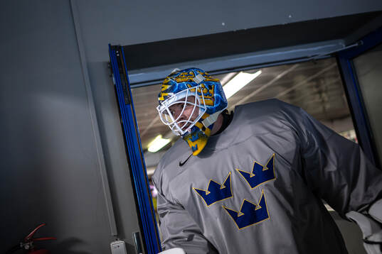 Goaltender Samuel Ersson of Sweden