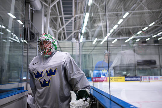 Goaltender Filip Gustavsson of Sweden