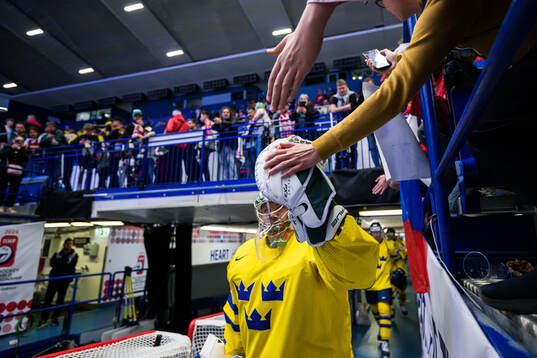 Goaltender Filip Gustavsson of Sweden
